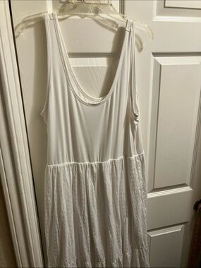 Maurices White Maxi Dress with Eyelet Skirt